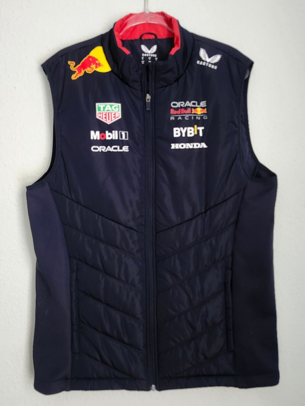 CASTORE Oracle Red Bull Racing Team Hybrid Gilet Navy Lightweight Puffer Vest XL